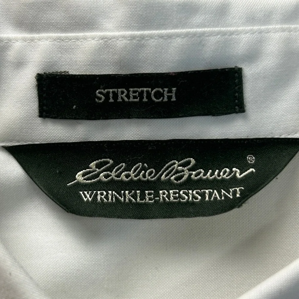 Eddie Bauer Stretch Wrinkle Resistant Dress Shirt Mens Medium White Button Up